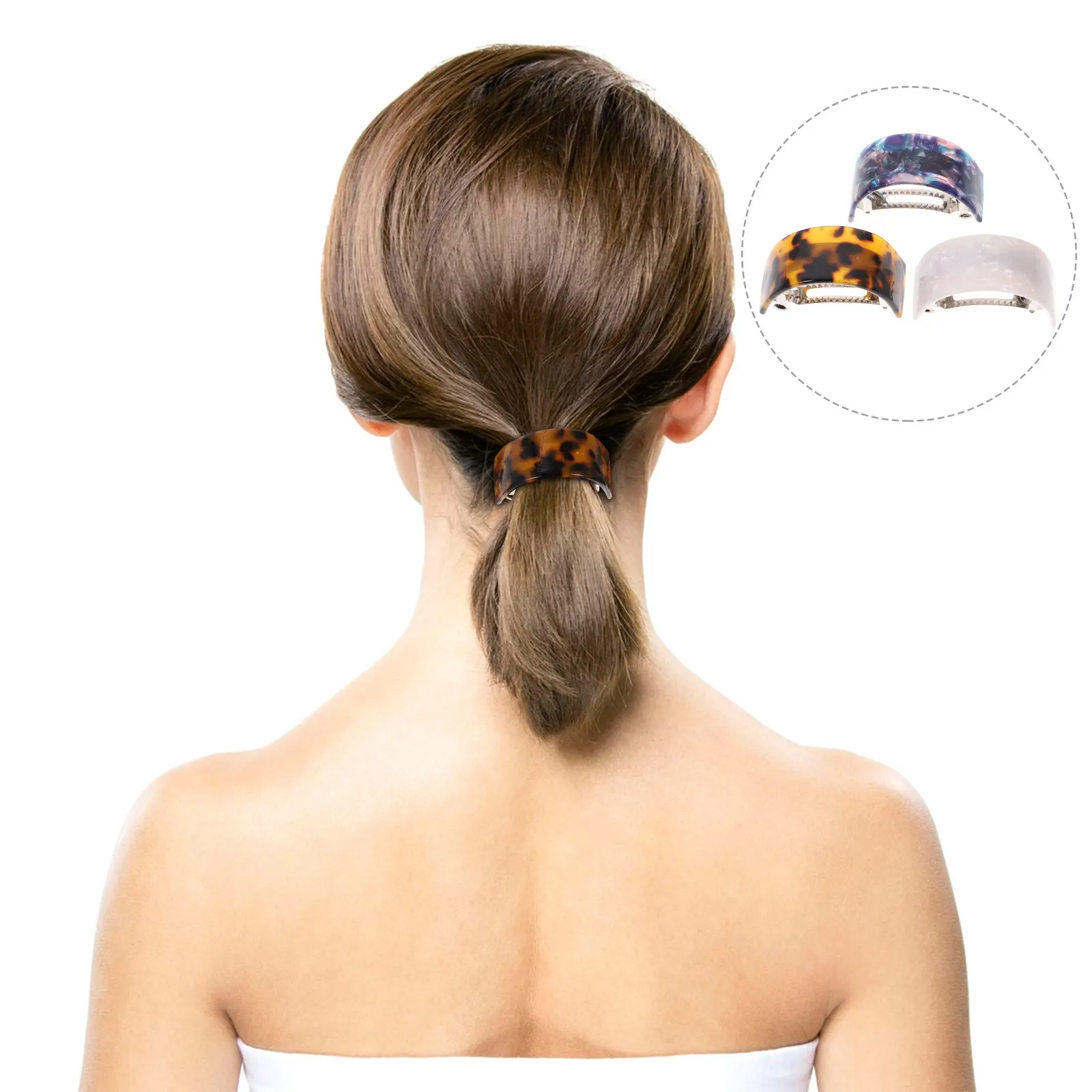 

3Pcs Pattern Hair Clips Lightweight Elegant Semicircle Spring Clips Photo Props Party Hair Accessories White Light