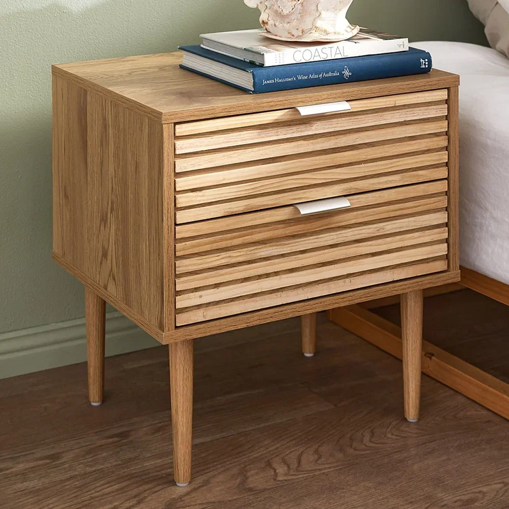 

#Modern Two-Drawer Wood Nightstand with Elegant Design for Bedrooms & Home Use Durable Wooden Bedroom Furniture for Hotels