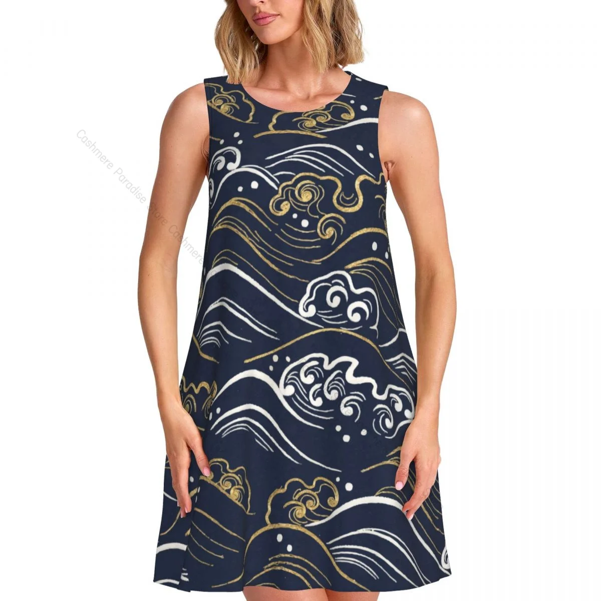 レディースドレス雲夏カジュアルTシャツドレスビーチカバーアップタンクドレス