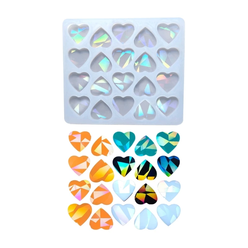 E15E Heart Shaped Silicone Mold Ear Studs Epoxy Resin Casting Mould for DIY Earrings Necklace Anklet Bracelet