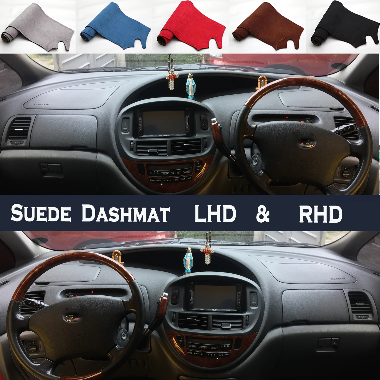 Car Styling Suede Dash Mat Covers Dashmat Dashboard Pad Protector Accessories For TOYOTA PREVIA Estima 2001 2002 2003 2004 2005