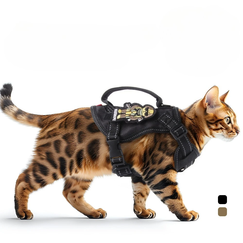 

Новая тактическая шлейка для кошек с ручкой на груди и спине, светоотражающая и дышащая, аксессуары для котят