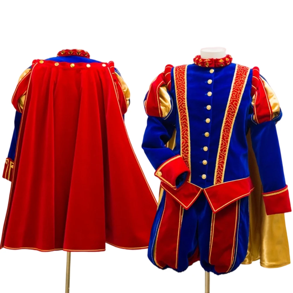 

Historical Henry VIII Uniform Suit with Cape Tudor Elizabethan King Prince Costume Renaissance Knight Gentleman Parade Ball Gown