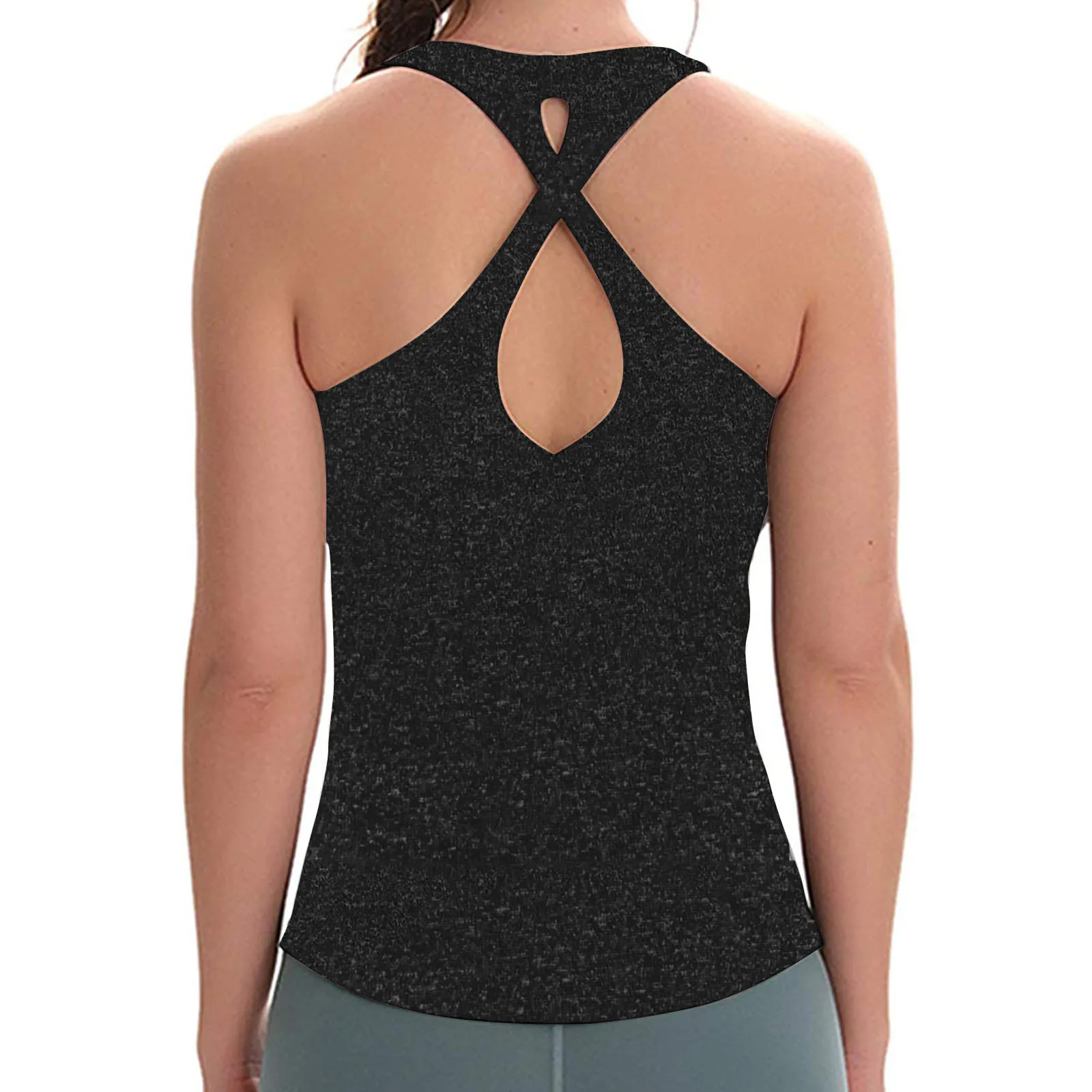 

Yoga Racerback Texsure Crop Tank Workout Gym Bras Women Racerback Vest Sexy Sports Sleeveless Shirt Athletic Tops