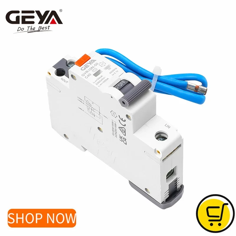 GEYA GYR10N 1P+N RCBO Electronic AC Type 6KA Residual Current Circuit Breaker with Over Current Potection 30mA RCBO