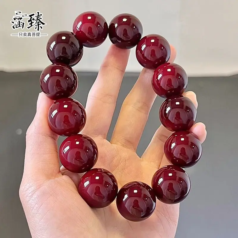 Cherry Chinese Red Natural Bodhi Root Bracelet Genuine Student Version Soft Finger Plate Play Buddha Beads Wen Play HandString