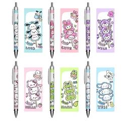 Sanrio Cinnamoroll Kuromi Hello Kitty Keroppi Pachacco My Melody Cute Cartoon String Roller Ball Pen 0.5Mm Black Quick Drying