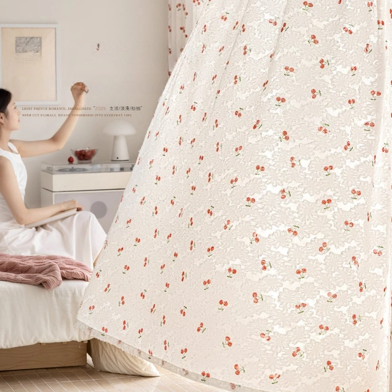 French Floral Gauze Curtains for Living Dining Room Bedroom Transparent Light Not Transparent People Custom Size Luxury Drapes