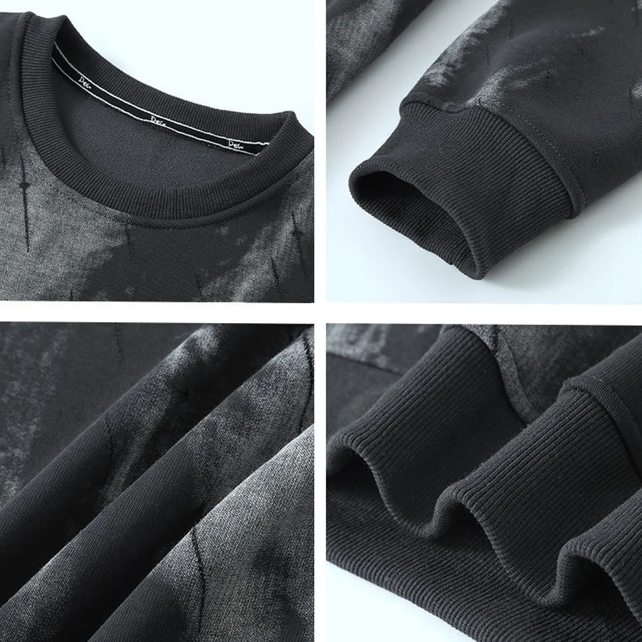 Vintage Tie-dye Sweatshirts Men 10XL Plus Size Sweatshirts Autumn Winter Fleece Pullover Fashion Casual Sweatshirt Big Size 10XL