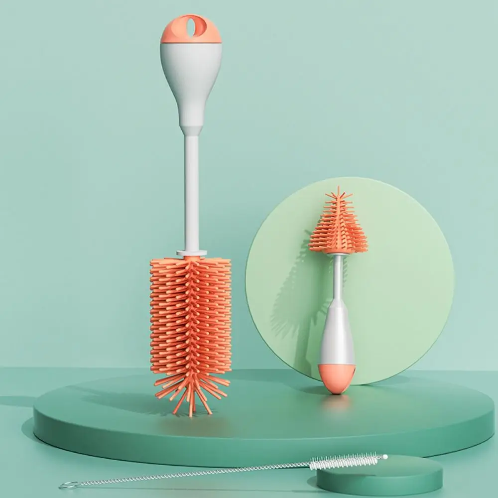 

360 Degree Rotation Baby Bottle Brush Set Long handle All-Round 3 in 1 Pacifier Cleaning Kits Hanging Hole Detachable