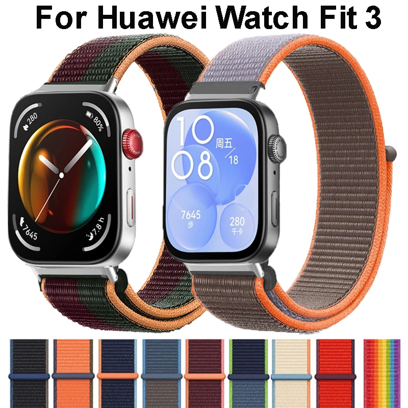 Correa para Huawei Watch Fit 3, accesorios de pulsera de bucle de nailon ajustable para Huawei Watch Fit3, Correa de reloj deportivo