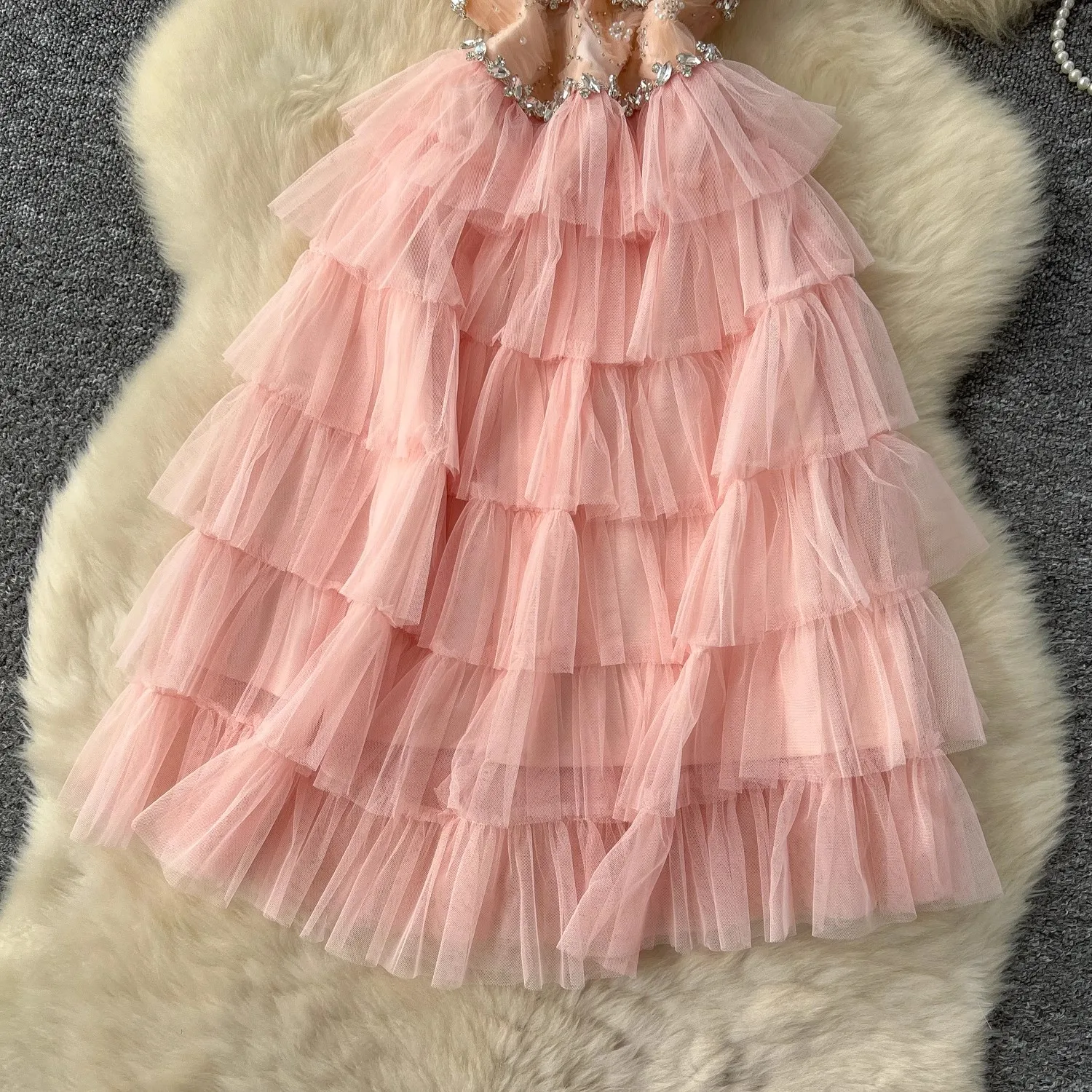 Vestido de malha azul feminino halter sem mangas roupas elegantes senhora streetwear em camadas babados festa à noite mini vestidos bodycon