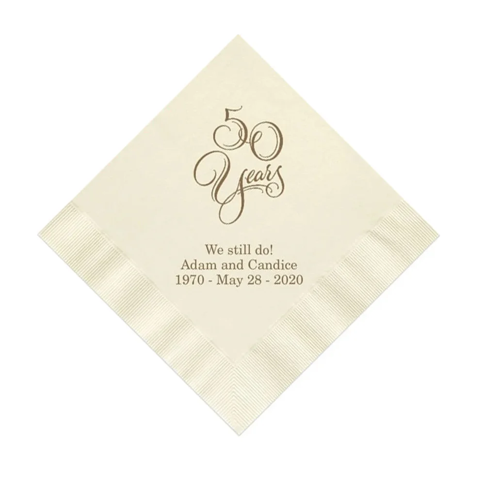 

50 Years 50th Wedding Anniversary Napkins Personalized Set of 100 Party Supplies Cocktail Beverage Luncheon