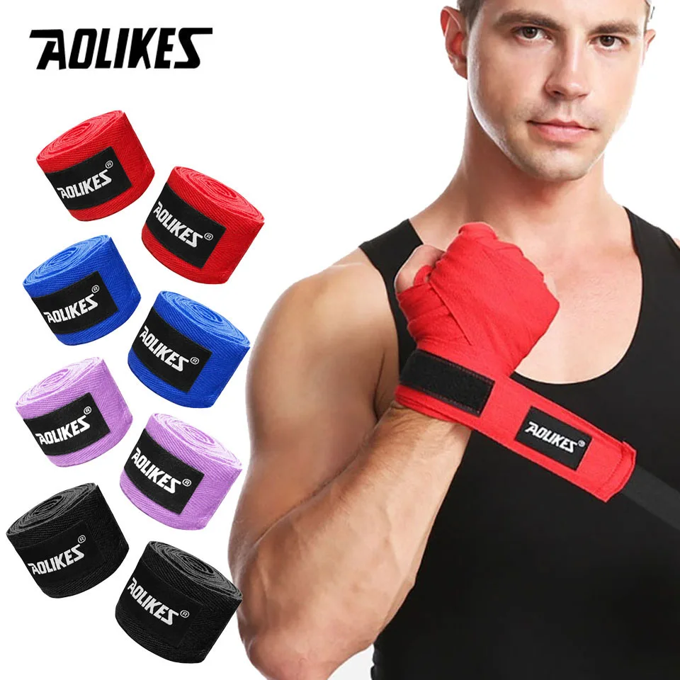 AOLIKES 1.5M 3M 5M Boxing Bandage Muay Thai Wrist Wraps Combat Protect Boxing Sport Kickboxing Hand Wrap Training Competition