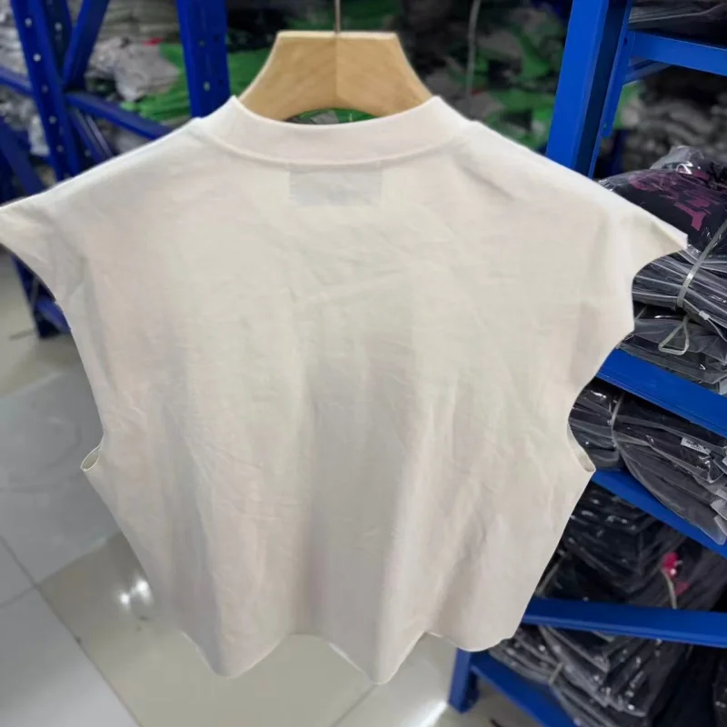 Men Satoshi Nakamoto Sleeveless T-Shirt Rhinestone Script Color Block Print Casual Top