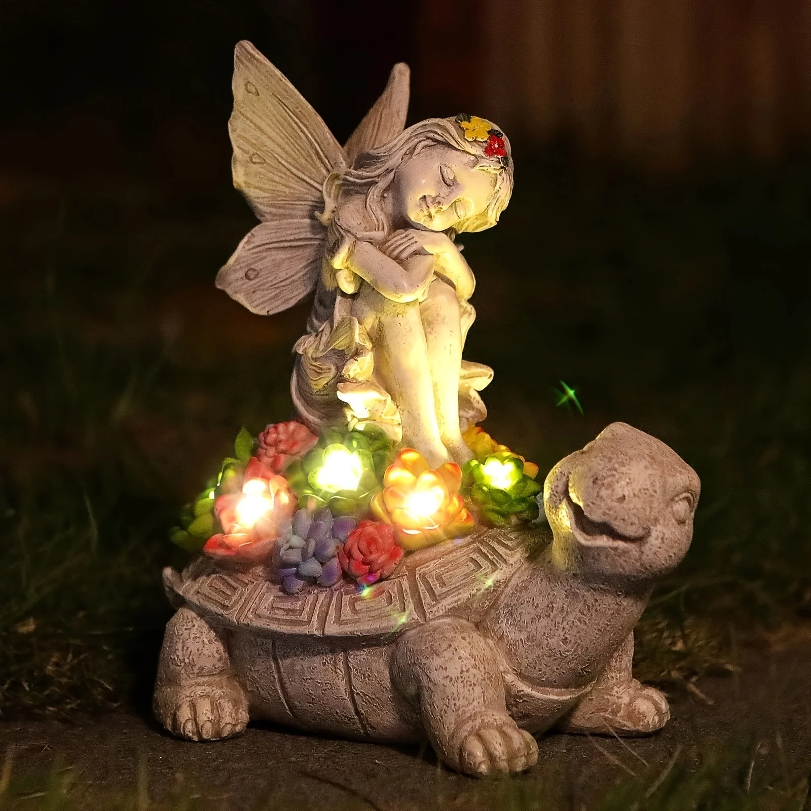 1 Solar Angel Statue Outdoor Decoration Waterproof Ipx4 Resin Material Courtyard Decoration, Suitable For Gardens, Decks,