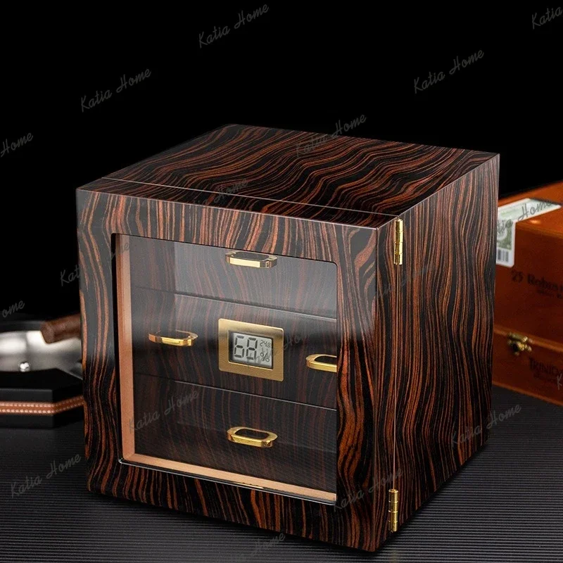 LSModern designed cigar box Nordic luxury see-through window cedar wood cigar humidor home furniture cajonera pequeña FYCC