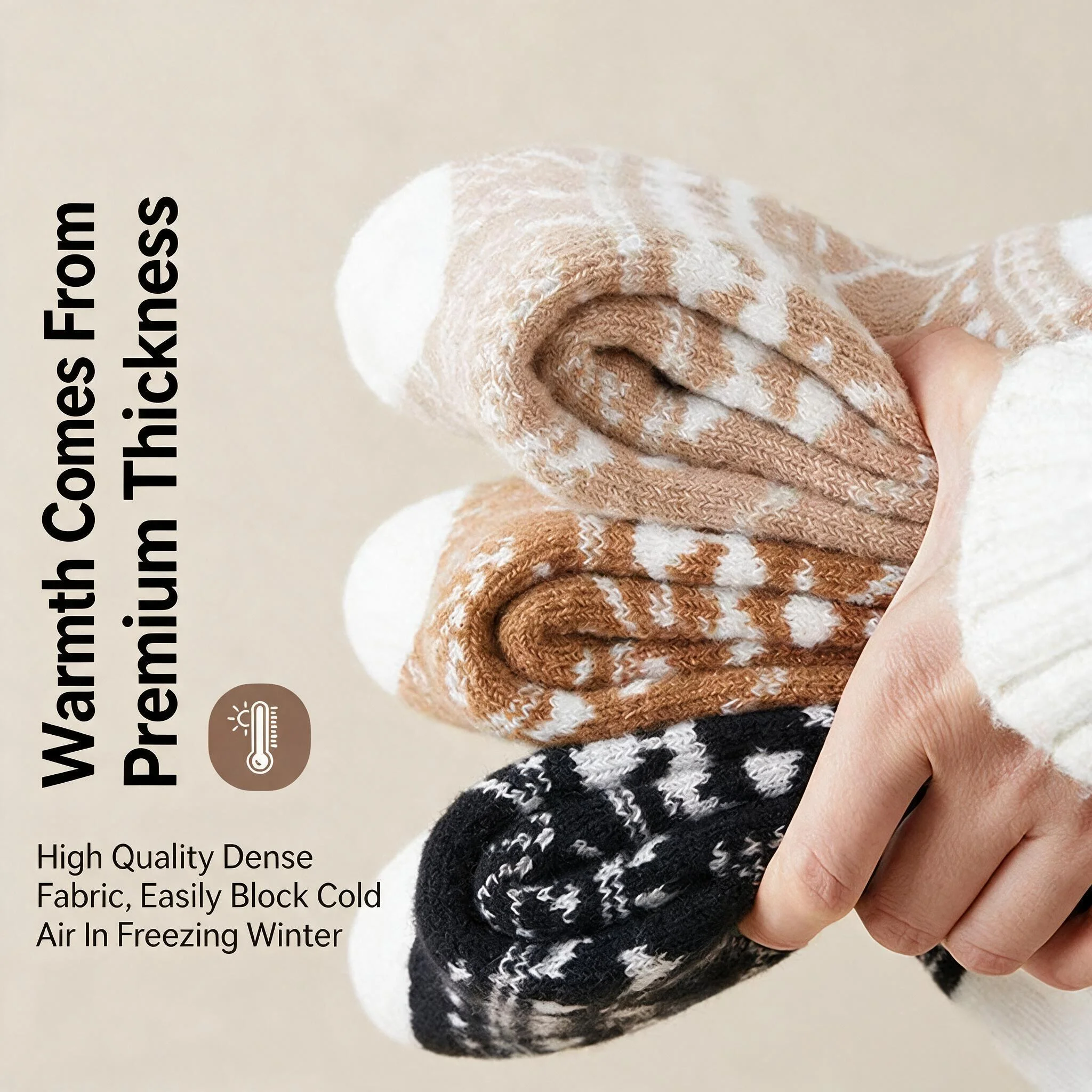 Men's and women's autumn and winter thick woolen loop mid tube socks, winter cold resistant sleep breathable artistic retro sock