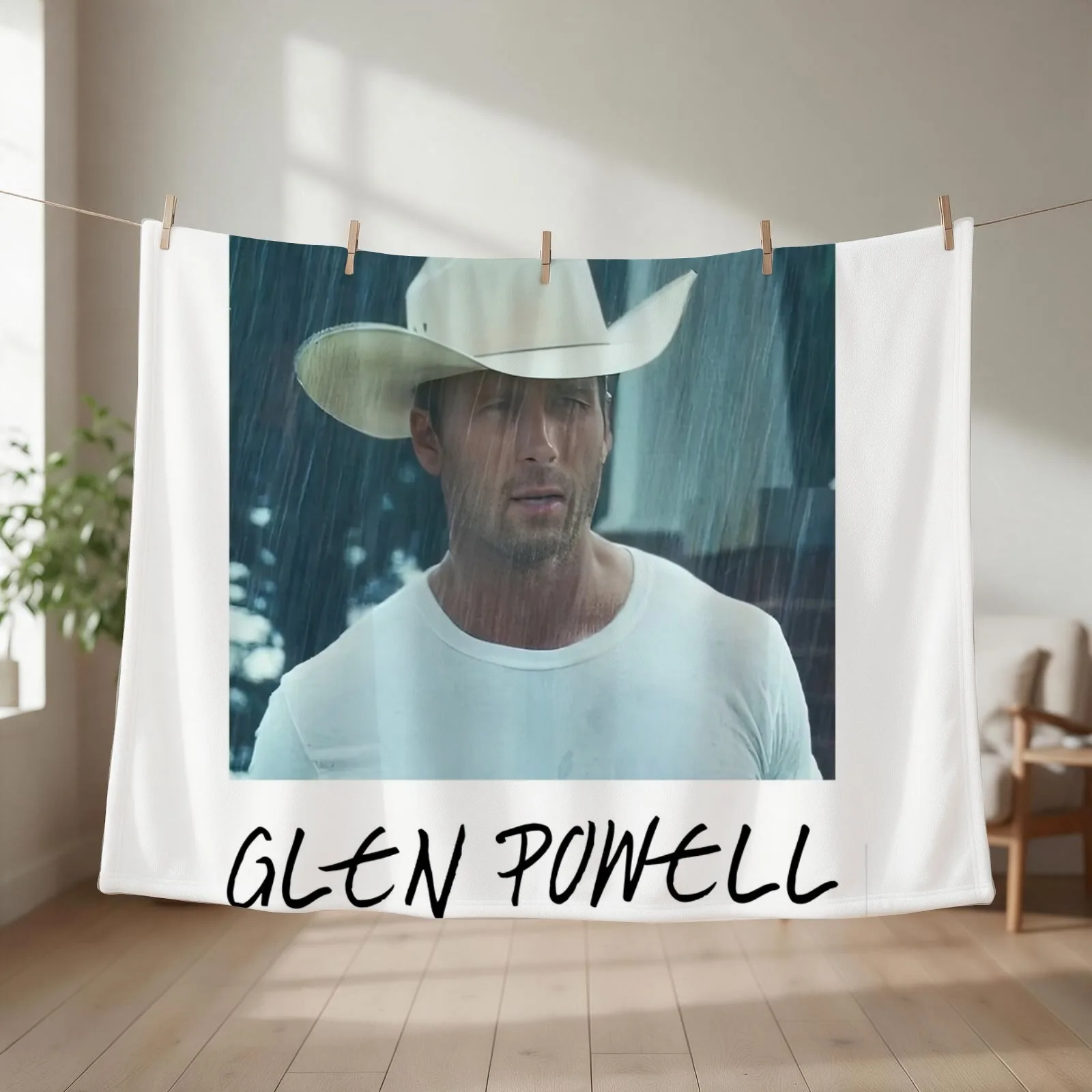 Glen Powell Throw Blanket couch cozy soft plush fuzzy picnic outdoor blanket