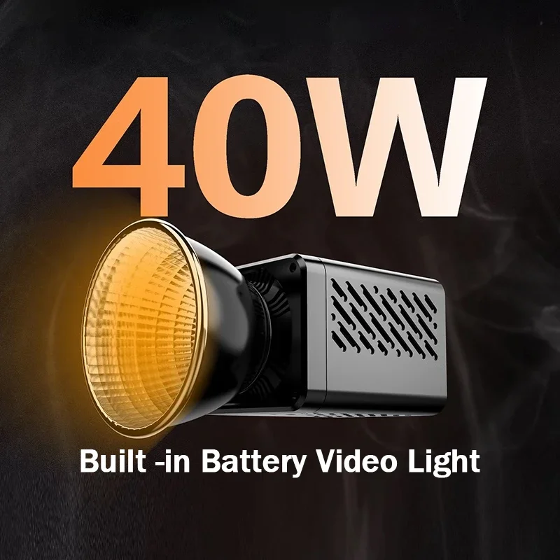 

40W COB Video Light 3400mAh Cri95 2500K-6500K Bi-color LED Video Light Professional Photography Studio Light for Video Camera