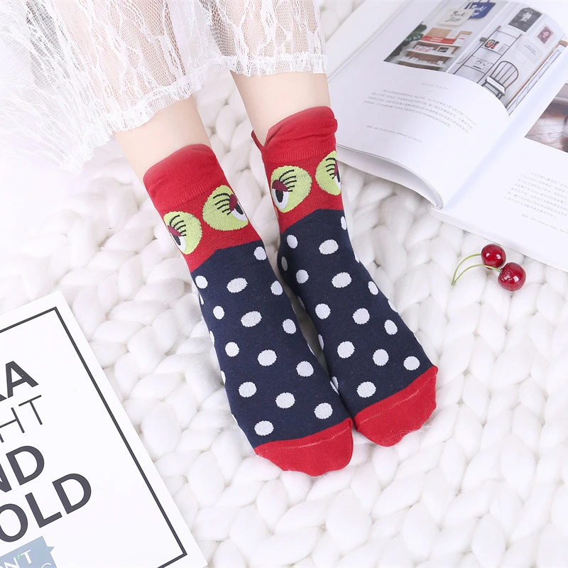 Kawaii Women Funny Crew Socks Spring Autumn Harajuku Streetwear Cartoon Animal Owl Cute Comfortable Casual Female Happy Socks