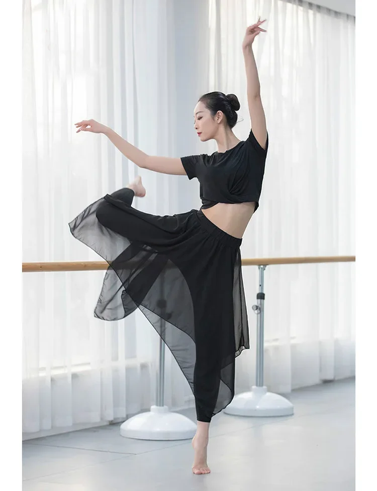 Latin Dance Pant Skirt Training Pant Dress Modern Dance Costume Latin Long Gauze Trousers Ballet Practice Pant