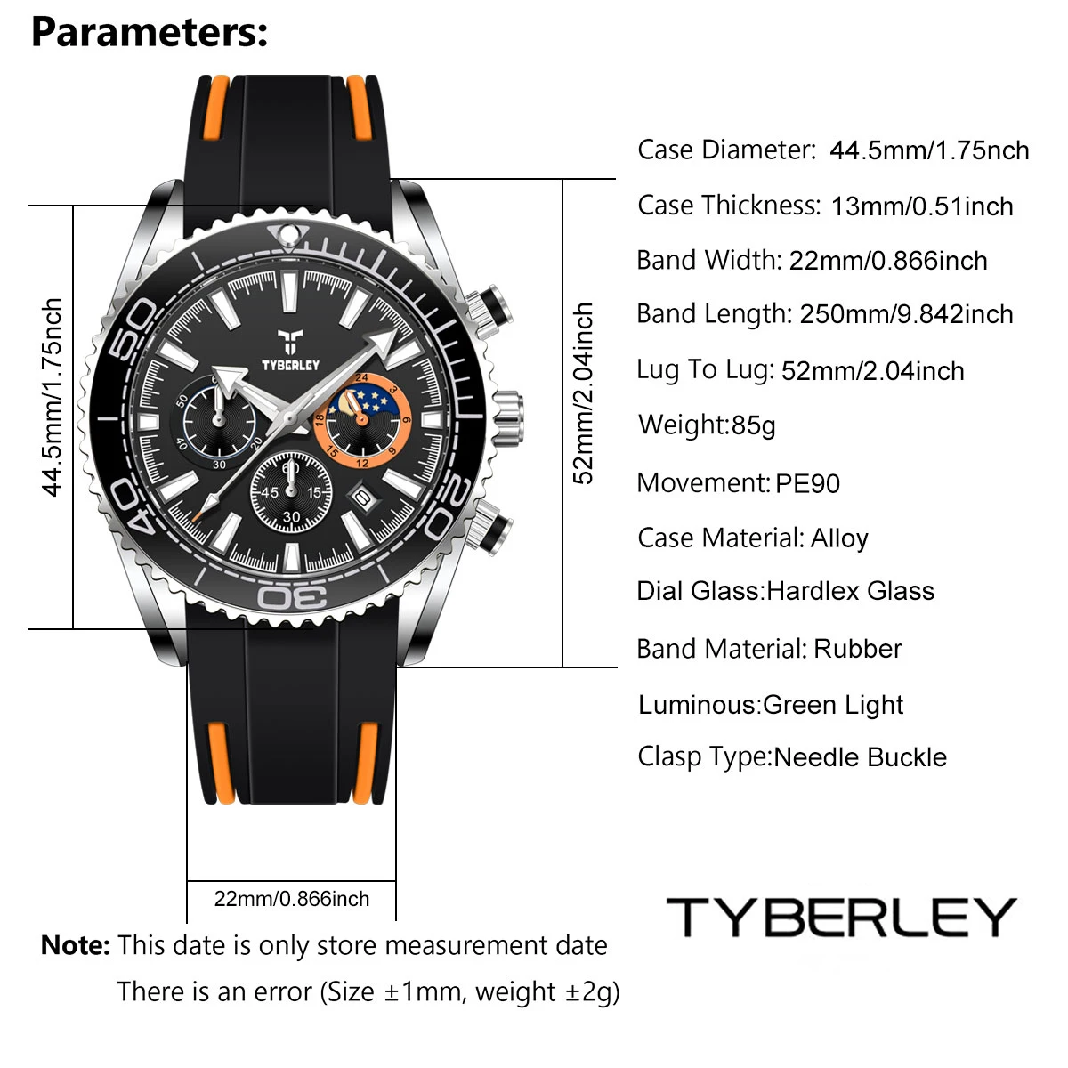 TYBERLEY 2025 جديد ساعة كوارتز رجالية موضة الاتجاه الرياضة نمط 30 متر مقاوم للماء تصميم مضيئة مؤشر وظيفة ساعة كوارتز #6