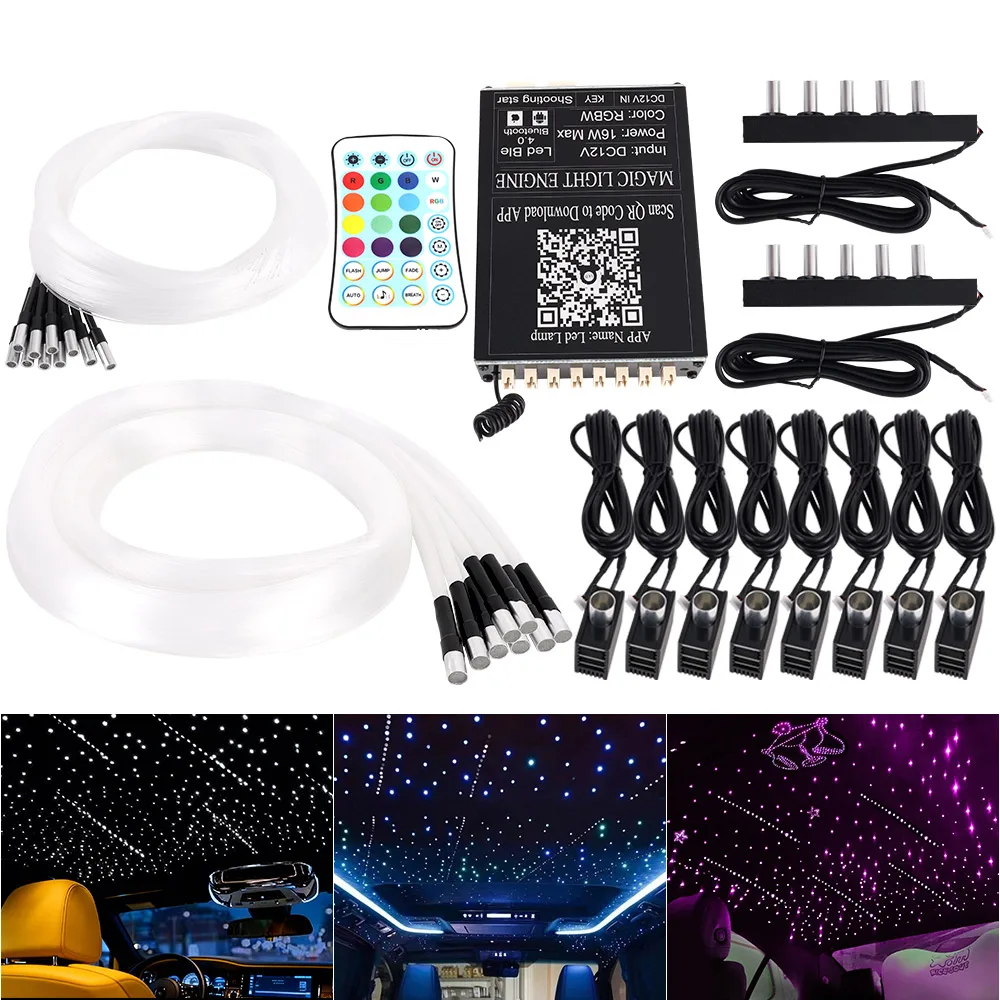 Led Star Roof Starlight Headliner RGB Remote Control Fiber Optic Lamp APP Voice 16W Twinkle Starry Sky Car Star Ceiling Light
