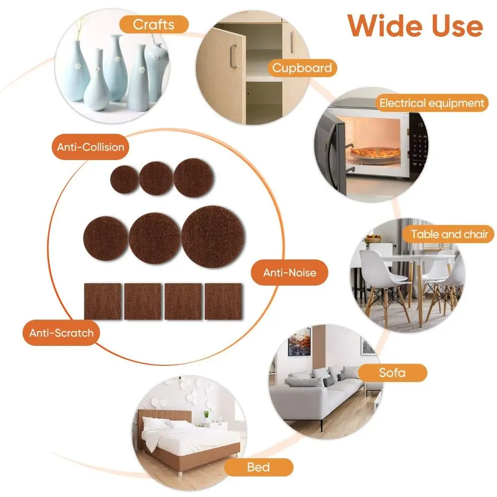 136/300 Pcs Self Adhesive Furniture Pads Various Sizes Noise Reduction Felt Furniture Anti Scratch Floor Protectors Tile Floor