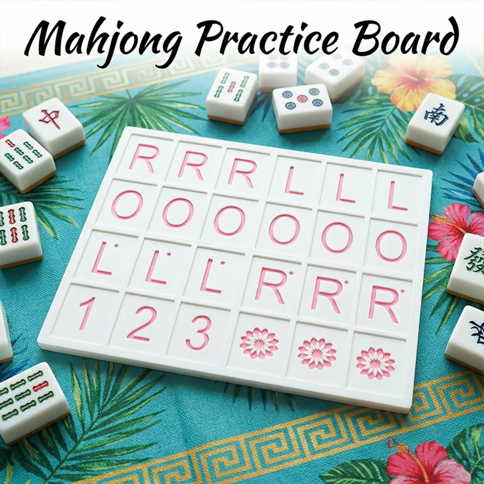 Solo Mahjong Game Tiles Playing Single Mahjong Practice Board for Travel Pool Party Family Beginners Birthday Home Entertainment
