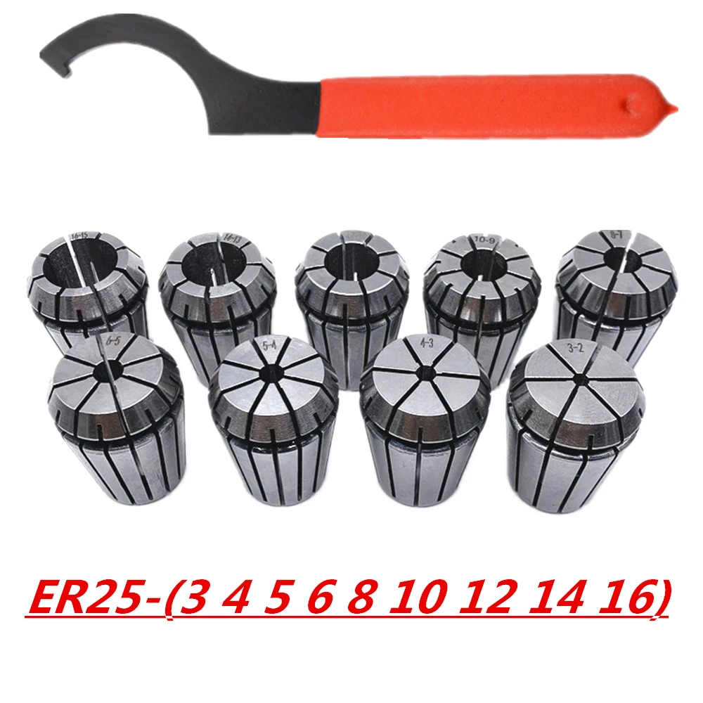 HOT ER25 Spring Clamps 9PCS MT2 MT3 MT4 ER25 1PCS ER25 Wrench 1PCS Collet Chuck Morse Holder Cone For CNC Milling Lathe tool