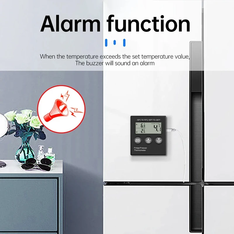 Digital Fridge Thermometer With Temperature Alarm LCD Display Digital Refrigerator Freezer Thermometer
