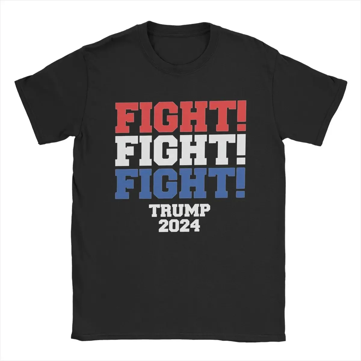 Men's T-Shirts Donald Trump Fight Fight Fight 100% Cotton Tee Shirt Short Sleeve Trump shot 2024 T Shirts O Neck Clothes Graphic