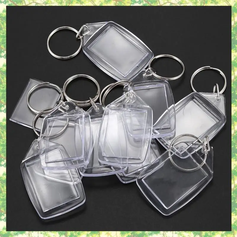 Smart-30X حلقات مفاتيح فارغة من البلاستيك الأكريليك الشفاف إدراج سلسلة مفاتيح صور جواز السفر الموجودة في قاعدة المفتاح