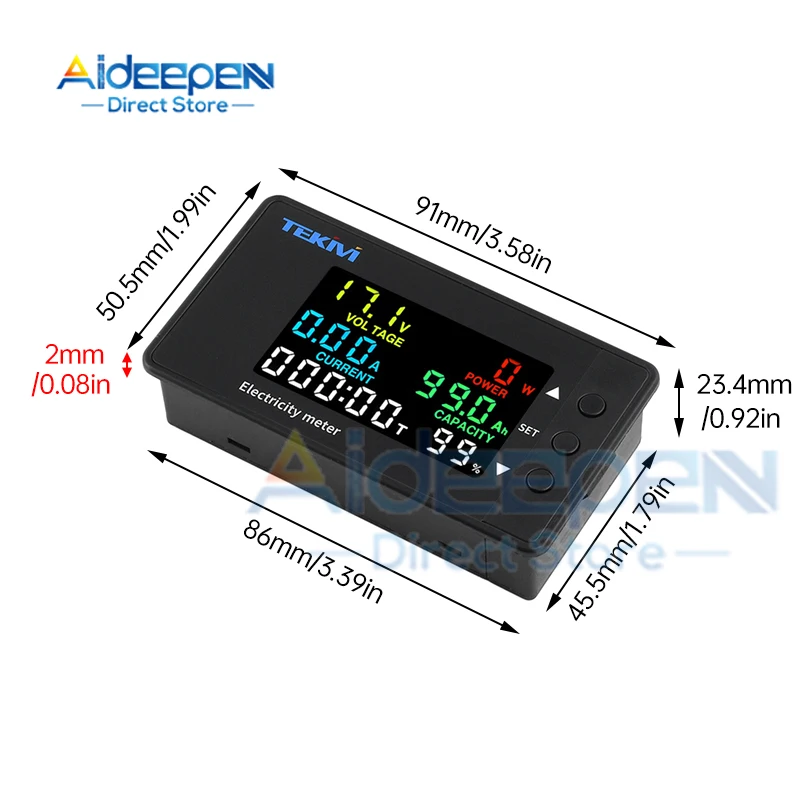 DC 7.5-100V 20/100/200/300A Voltmeter Ammeter Power Meter Multi-function Voltage Current Power Detector Charger Indicator