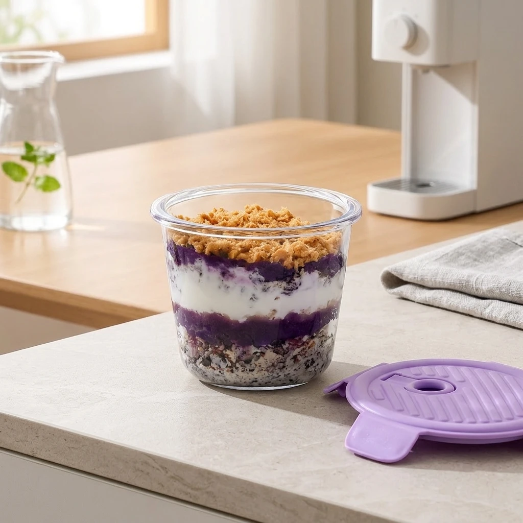 Meal Prep Healthy Breakfast - Auslaufsicherer Haferbrei-Becher aus Borosilikatglas für Frühstück,