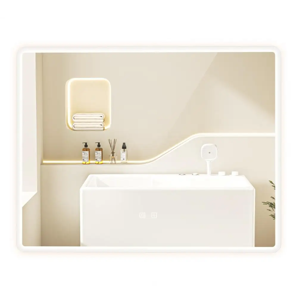 Smart Bathroom Mirror Light, LED Bathroom Mirror with Light, Wall-Mounted Smart Mirror