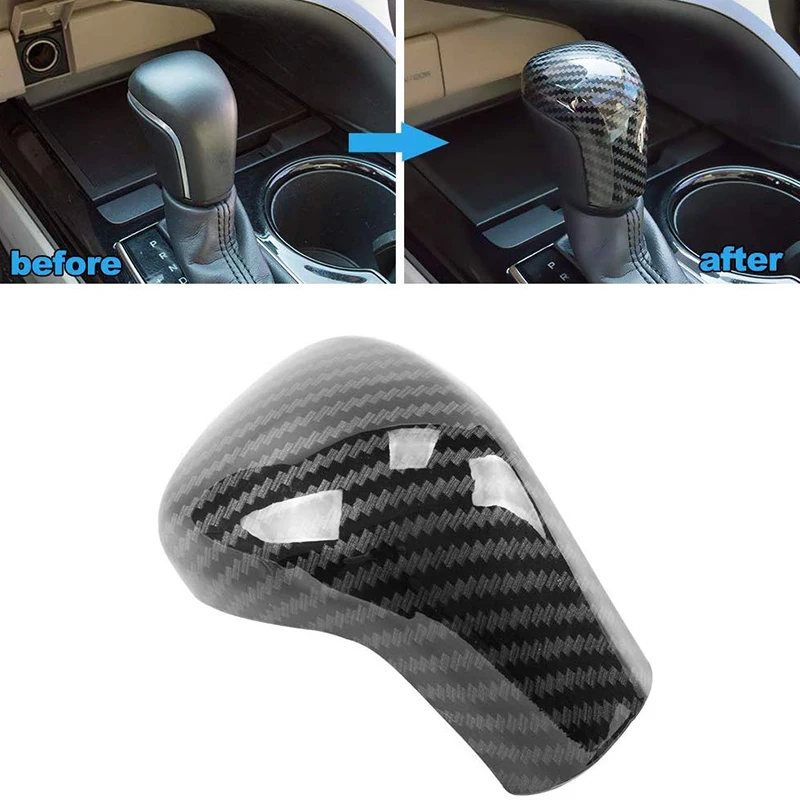 Sport Style Carbon Fiber Print Auto Gear Shift Knob Cover Trim for Toyota Camry 2018-2020 Avalon Corolla Hatchback 2019 2020