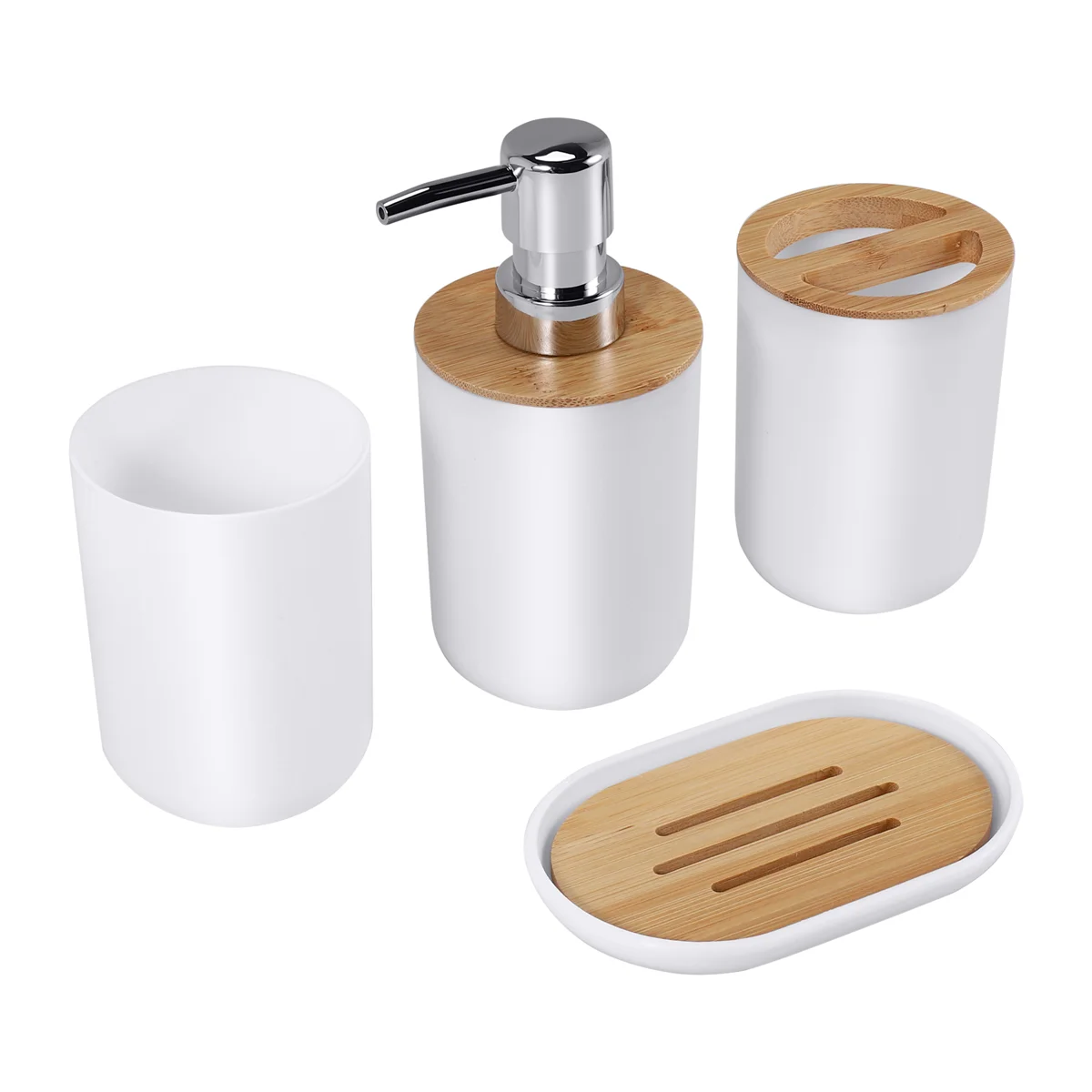 Bathroom Accessories Set Soap Dispenser Bottle Dish Washroom Toothbrush Holder Cup Suit White