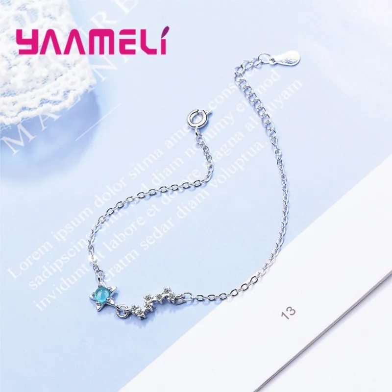 

Новое поступление, роскошные круглые браслеты/браслеты из стерлингового серебра 925 пробы с синим шаром и прозрачным кубическим цирконием, ювелирные изделия