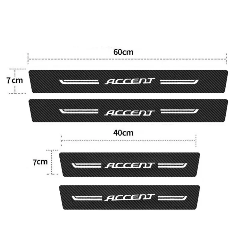 For Hyundai Accent Emblem Car Sill Anti Scratch Tape Door Trunk Protective Strip Waterproof Decals Auto Decoration Stickers