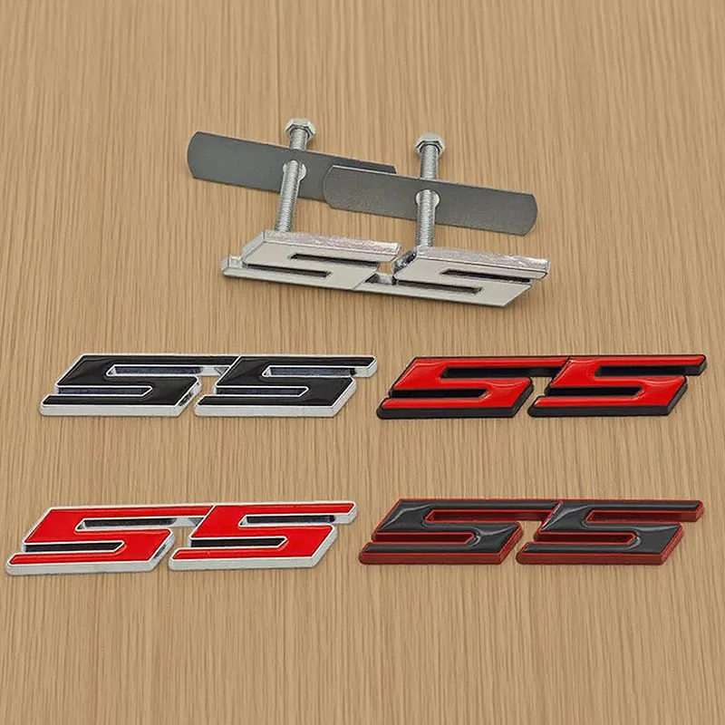 

3D Metal Letters SS Logo Car Rear Trunk Sticker Front Grille Badge Emblem for SS Sport Camaro Cavalier Accessories
