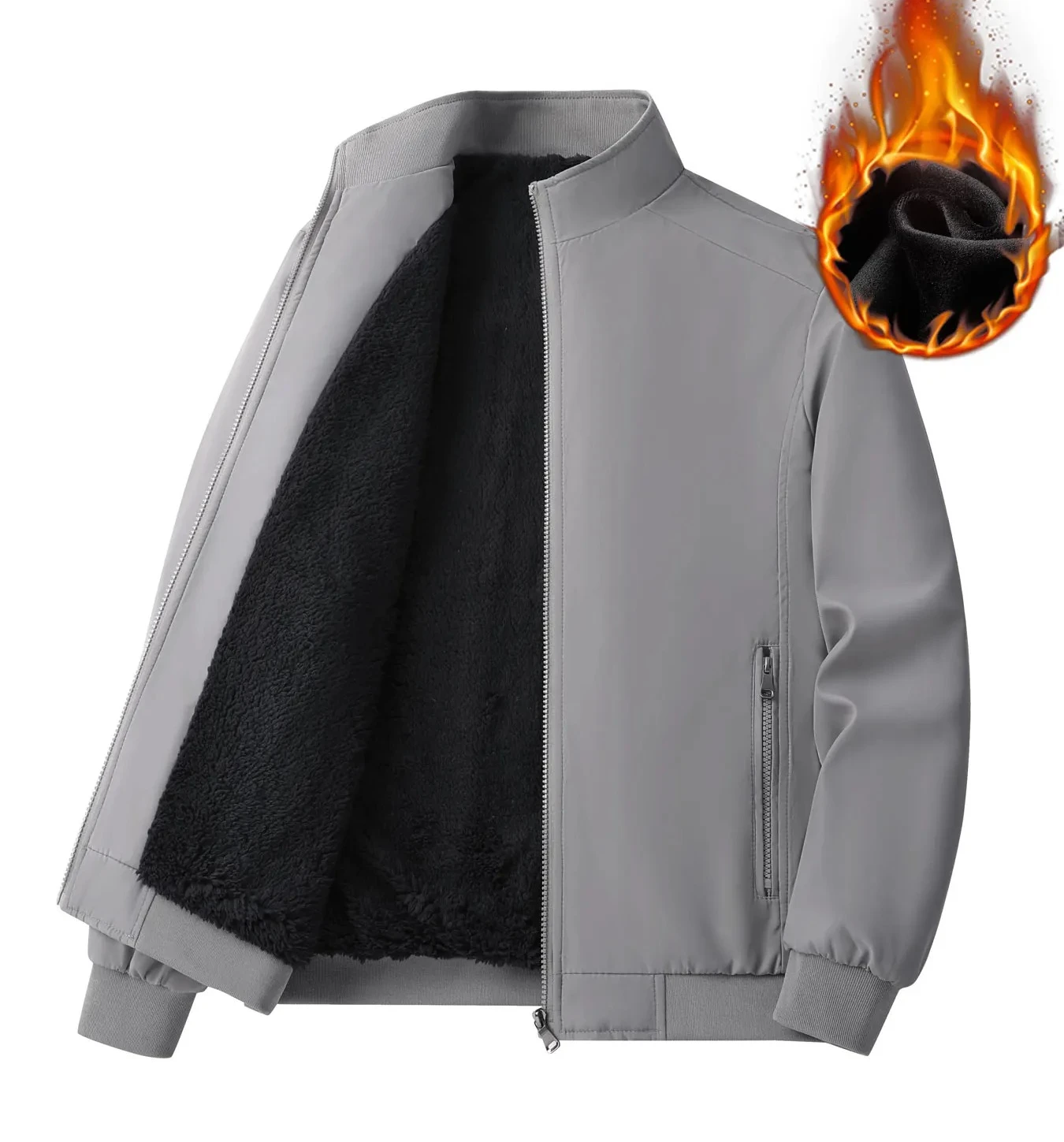 

2025 New Winter Men's Cotton Jacket, Outdoor Sports Fashion Casual Warm Fleece Stand Collar Thickened Cotton Coat