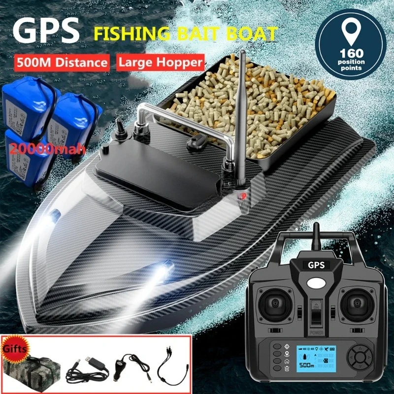 

Радиоуправляемый кораблик для прикормки с GPS, дальность 500 м, 160 точек, загрузка 2 кг, 1 бункер, автоматическое возвращение, защита от ветра и волн