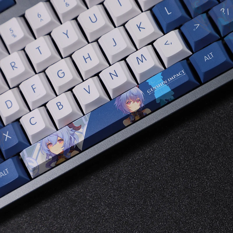 

Genshin Impact Ganyu Key Caps PBT Sublimation 108 Keys Keycap Mechanical Keyboard Cherry Profile Peripherals Xmas Gift Gaming