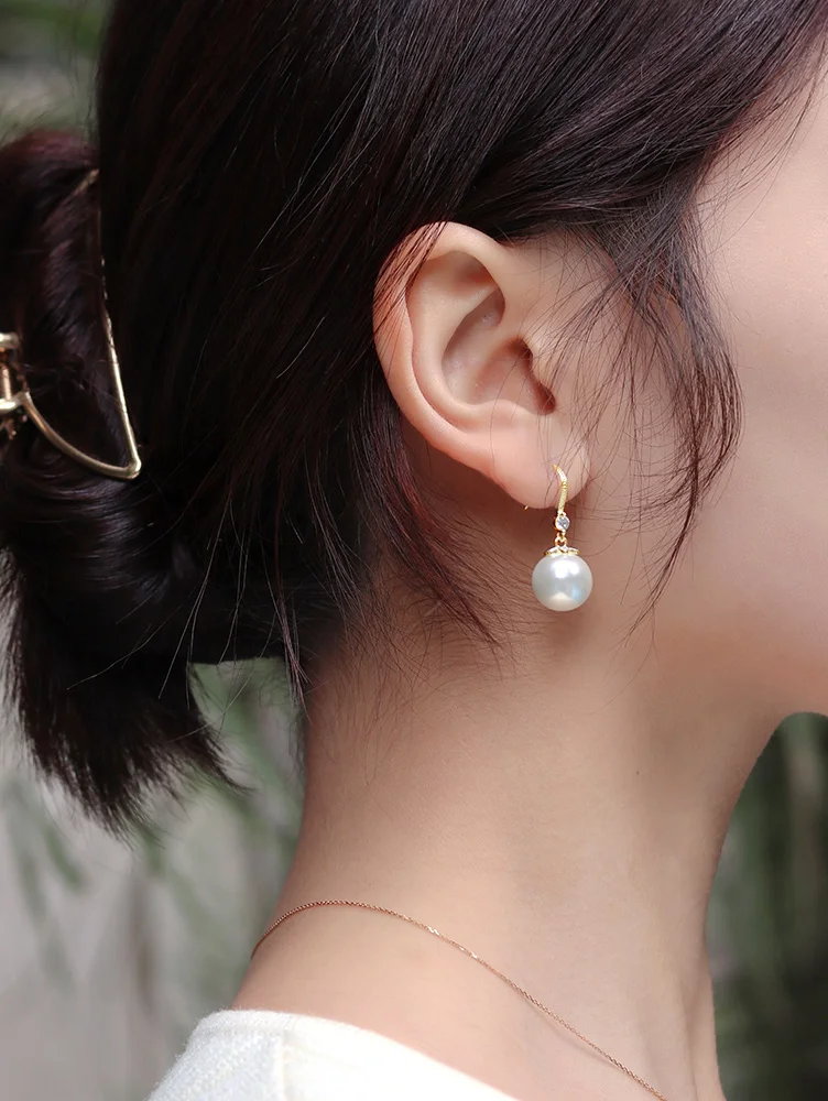 Anting-anting mutiara perak Sterling wanita, anting-anting atmosfer mewah kelas atas