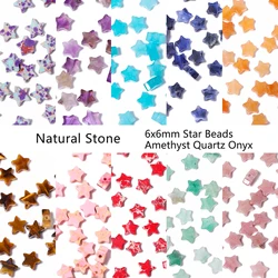 30PCS 6mm Star Shape Natural Stone Amethyst Quartz Agate Beads Loose Beads for Jewelry Making DIY Charms Bracelets Accessories