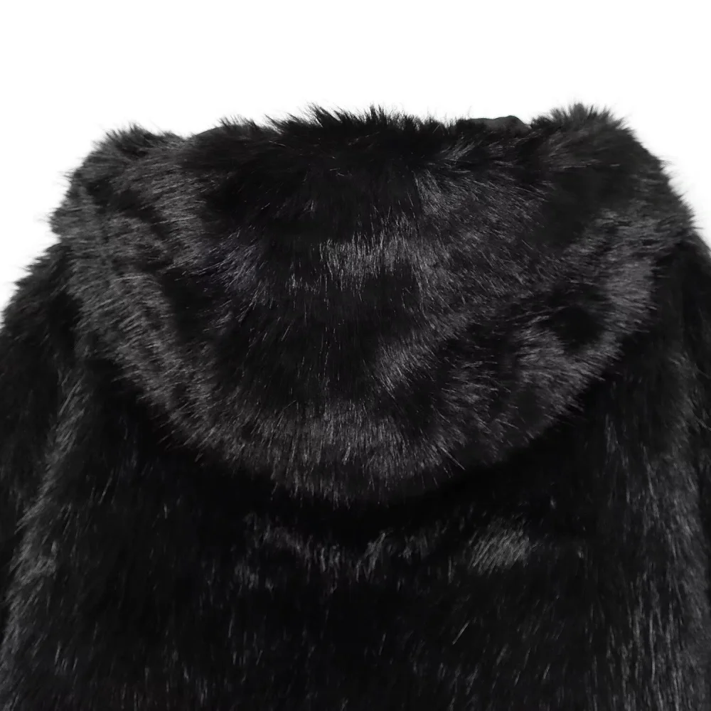 Jaqueta solta de pele feminina com capuz manga comprida bolso zíper outono e inverno nova jaqueta quente