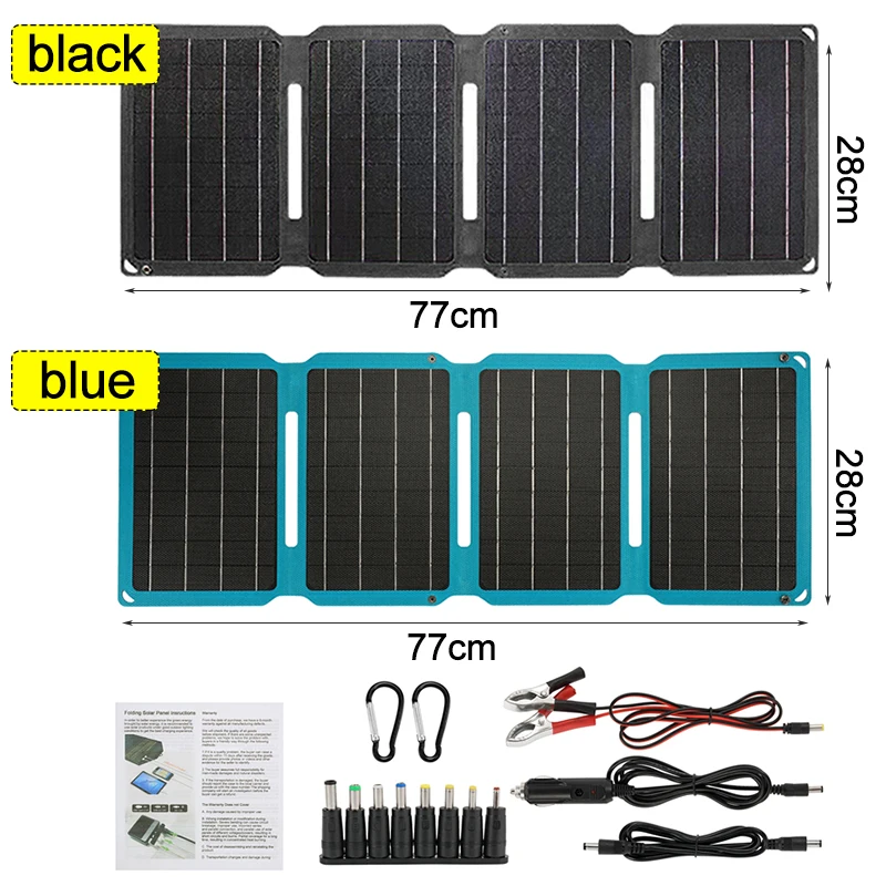 ETFE Solar Panel 80W 4 Folding ETFE Waterproof Solar Charger Battery USB+DC+Type C Output Power Bank for Outdoor Camping Hiking