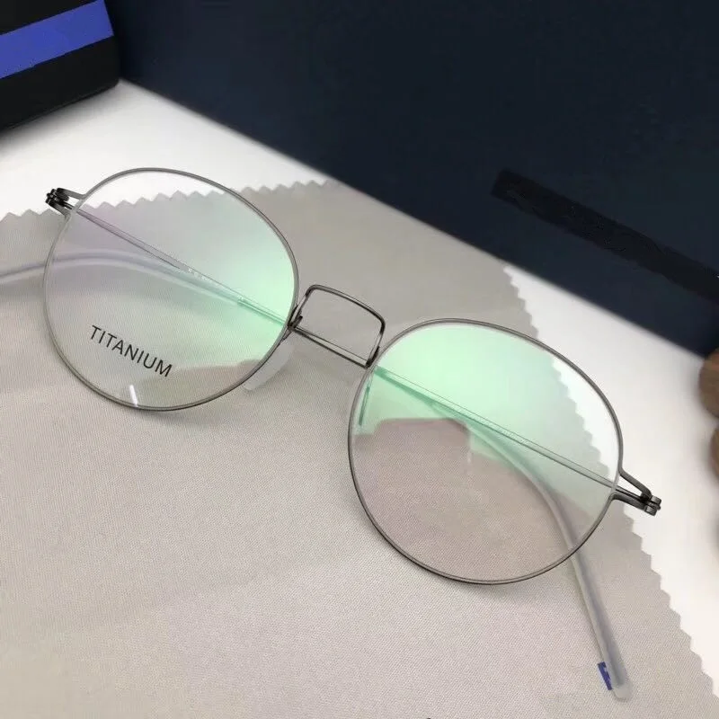 Denmark Brand Retro Round Titanium Gasses Frame Men Women Screwless Light Oval Eyewear Myopia Optical Prescription Eyeglasses image 3